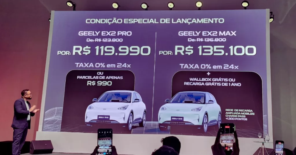 Geely EX2, valores oficiais.